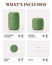 The Essential Capsule Set (2 × 30 mL + 2 × 60 mL, Matcha Green)